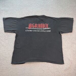 Vintage 90s Highlander Movie T Shirt There Can Be Only 1 Sword Cult Film Tee XL